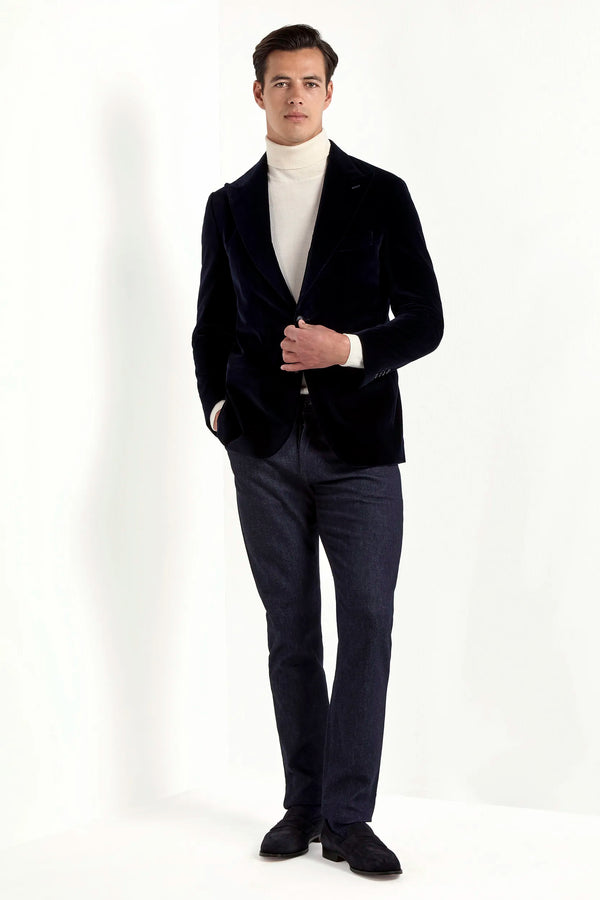 Navy blue velvet jacket - Made in Italy